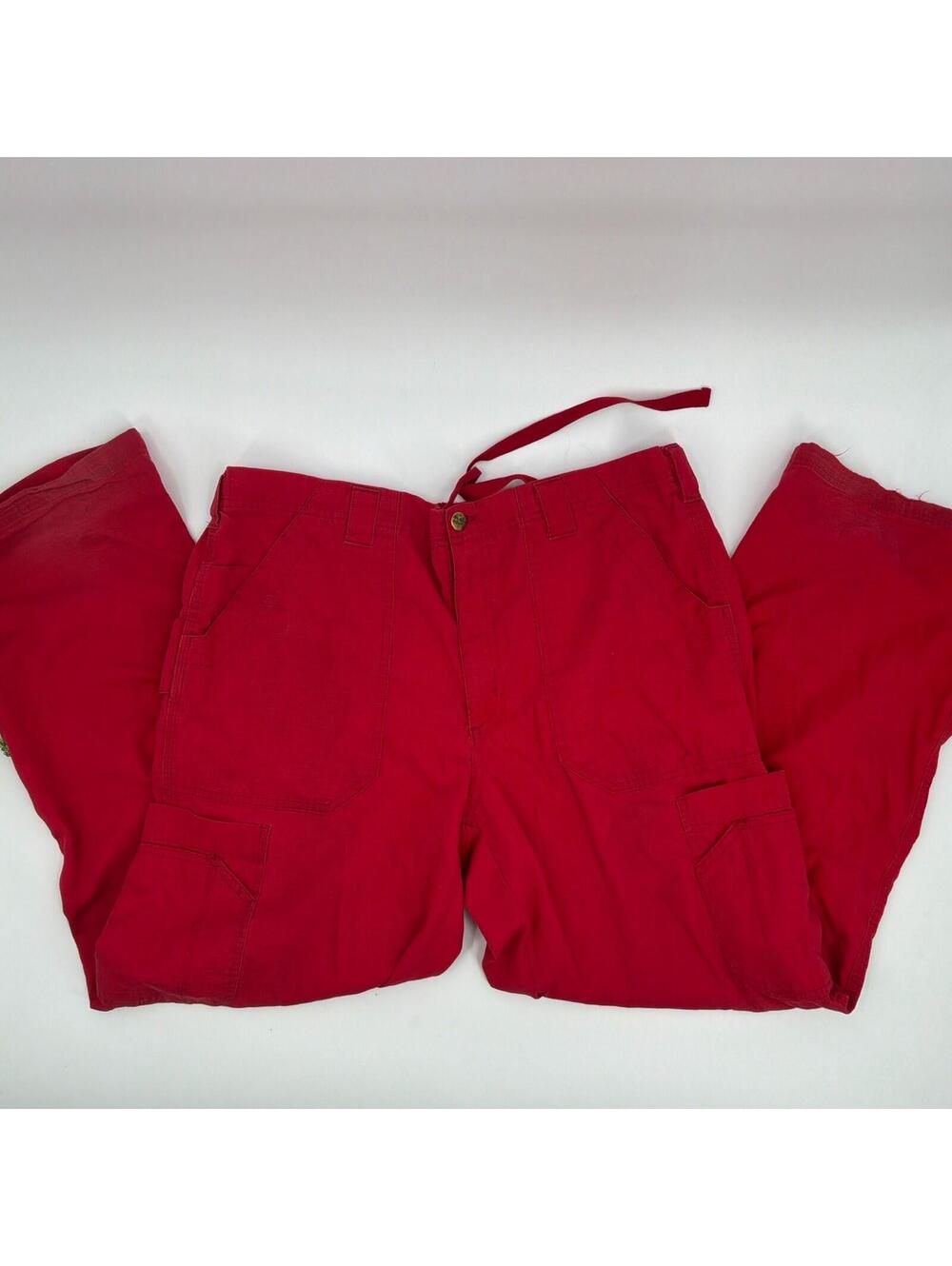Carhartt Ripstop Red Cargo Drawstring Scrub Pants Size L